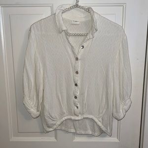 Off white half sleeve button down shirt